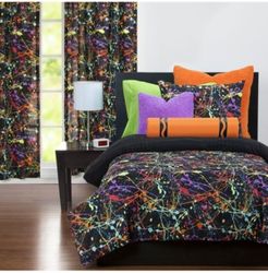 Neon Splat 6 Piece Full Size Luxury Duvet Set Bedding