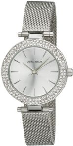 Ladies' T-Bar Case Double Stone Bezel Silver Mesh Band Watch