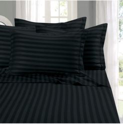 6-Piece Luxury Soft Stripe Bed Sheet Set California King Bedding