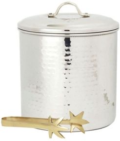 International Hammered Stainless Steel Ice Bucket with Brass Tongs,3-Quart