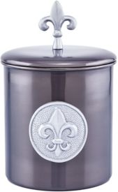 International Antique Pewter Fleur De Lis Cookie Jar, 4-Quart