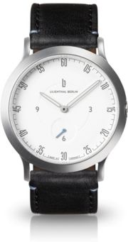 L1 Standard White Dial Silver Case Leather Watch 37mm