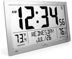 Slim Atomic Full Calendar Clock with Indoor/Outdoor Temperature