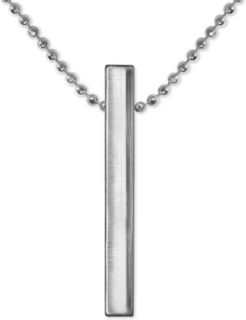 Polished Vertical Bar 16" Pendant Necklace in Sterling Silver