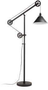Descartes Floor Lamp In Blackened Bronze With Pulley System