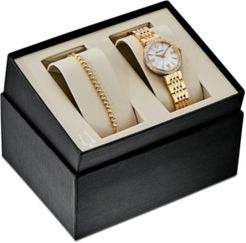 Gold-Tone Stainless Steel Bracelet Watch 33mm Gift Set