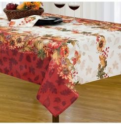 Swaying Leaves Bordered Fall Tablecloth, 52"x52"