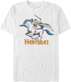 Disney Men's Hercules, Pegasus and Hercules Action Logo Short Sleeve T-Shirt
