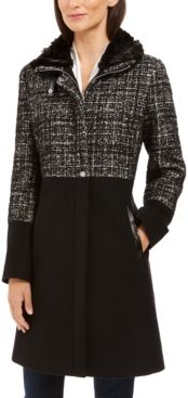 Tweed Faux-Fur-Collar Coat
