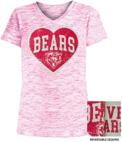 Big Girls Chicago Bears Heart Flip Sequin T-Shirt