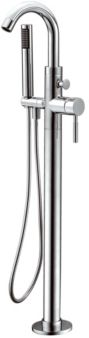 Polished Chrome Single Lever Floor Mounted Tub Filler Mixer w Hand Held Shower Head Bedding
