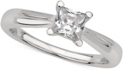 Gia Certified Diamond Princess Solitaire Ring (1/2 ct. t.w.) in 14k White Gold