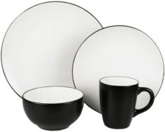 Bistro White/Black 16 Pc Dinnerware Set