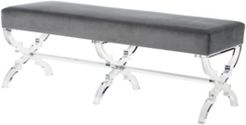 Giselle Velvet Bench with Acrylic X-Leg Frame