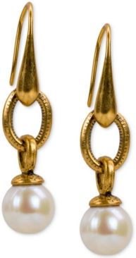 Gold-Tone Imitation Pearl Drop Earrings