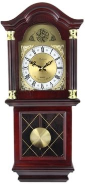 Clock Collection 26" Antique Chiming Wall Clock with Roman Numerals