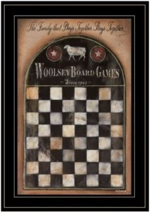 Woolsey Board Game by Pam Britton, Ready to hang Framed Print, Black Frame, 15" x 21"