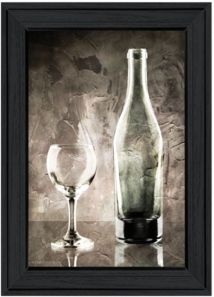 Moody Gray Wine Glass Still Life by Bluebird Barn, Ready to hang Framed Print, Black Frame, 15" x 19"