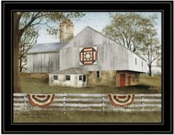 American Star Quilt Block Barn by Billy Jacobs, Ready to hang Framed Print, Black Frame, 27" x 21"