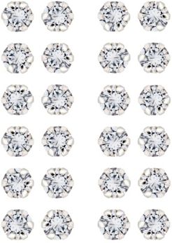 Link Up 12-Piece Set Sterling Silver Crystal Stud Earrings