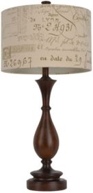 Decor Therapy 29.25" Wood and Script Table Lamp
