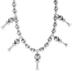 Multi-Bead Dangle Statement Necklace in Sterling Silver, 17" + 2" extender