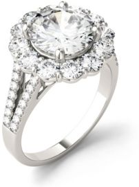 Moissanite Round Halo Ring 4-1/5 ct. t.w. Diamond Equivalent in 14k White Gold