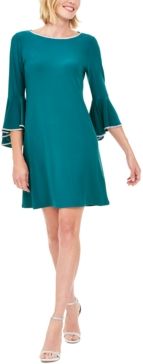 Rhinestone-Trim Bell-Sleeve Dress