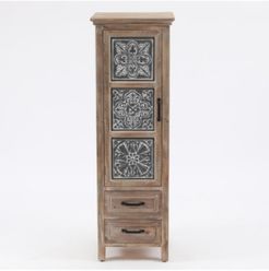 Metal And Wood Tall Tower Cabinet