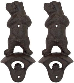 Growling Grizzly Forest Bear Wall Mount Bottle Opener, Set of 2