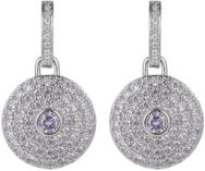 Silver-Tone Lavender Disk Earrings