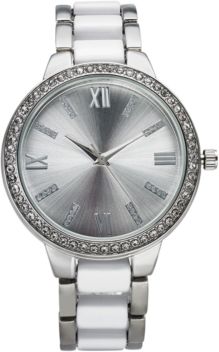 White & Silver-Tone Bracelet Watch 40mm, Created for Macy's