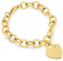 Ladies Stainless Steel 18K Micron Gold Plated Heart Charm Bracelet