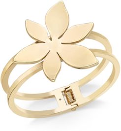 Gold-Tone Flower Double Bar Hinged Bangle Bracelet, Created for Macy's
