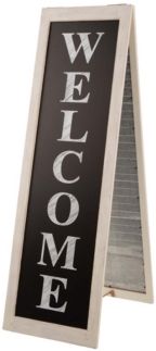 36" H Double Sided Wooden, Metal Shutter Welcome Porch Sign Decor, Planter Stand