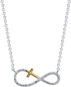 Gratitude & Grace Two-Tone Cubic Zirconia Infinity and Cross Pendant Necklace