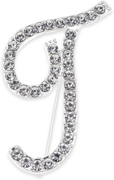 Silver-Tone Crystal Initial Pin, Created for Macy's