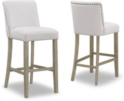Set of 2 Aleco Fabric Bar Stool with Metal Nail Head Accents