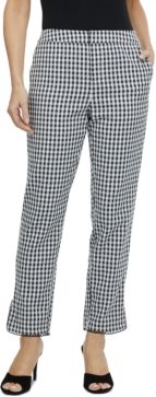 Gingham-Print High-Rise Pants