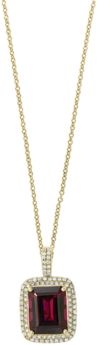 Effy Rhodolite Garnet (3-7/8 ct. t.w.) & Diamond (1/3 ct. t.w.) 18" Pendant Necklace in 14k Gold