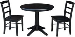 36" Round Extension Dining Table with 2 Madrid Chairs