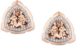 Enchanted Disney Morganite (1-3/8 ct. t.w.) & Diamond (1/10 ct. t.w.) Aurora Stud Earrings in Sterling Silver & 14k Rose Gold