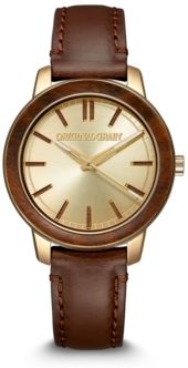 Brown Genuine Leather Strap Watch 36mm