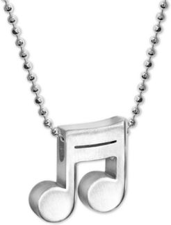 Musical Note Beaded Link 16" Pendant Necklace in Sterling Silver