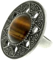 T.r.u. by 1928 Aztec Mandala Semi-Precious Tiger's Eye Ring