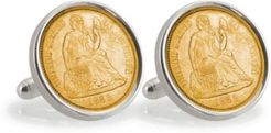 Gold-Layered Civil War Seated Liberty Silver Dime Sterling Silver Coin Cuff Links