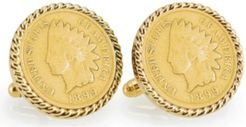 Gold-Layered 1800's Indian Head Penny Rope Bezel Coin Cuff Links