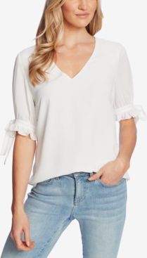 V-Neck Ruffled Tie-Sleeve Top