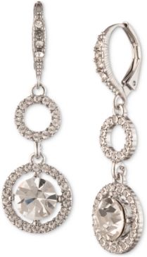 Silver-Tone Crystal Drop Earrings