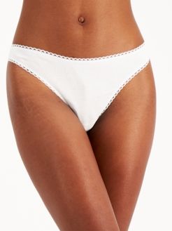 Lace-Trim Pretty Cotton Thong, Created for Macy's